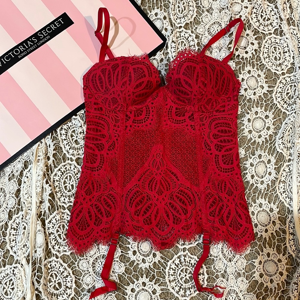 Victoria's Secret Red Lace Bustier Camisole